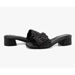 Easy Spirit Womens Rosario3 Raffia Woven Slide Sandal Black Size 7.5W New